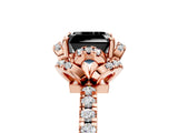Rose gold Fancy Black Asscher Cut Diamond Halo Pave Band with Four-Prong Setting_8