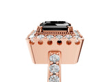 Rose gold Fancy Black Asscher Cut Diamond Halo Ring with Pavé Band and Prong Setting_5