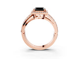 Rose gold Fancy Black Asscher Cut Diamond Halo Ring with Split Shank Pavé Band and Four-Prong Setting_3