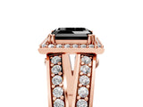 Rose gold Fancy Black Asscher Cut Diamond Halo Ring with Split Shank Pavé Band and Four-Prong Setting_5