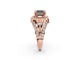 Rose gold Fancy Black Asscher Cut Diamond Halo Ring with Split Shank and Bezel Accents and Four-Prong Setting_2