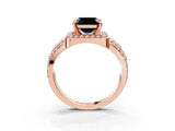 Rose gold Fancy Black Asscher Cut Diamond Halo Ring with Split Shank and Bezel Accents and Four-Prong Setting_3