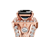 Rose gold Fancy Black Asscher Cut Diamond Halo Ring with Split Shank and Bezel Accents and Four-Prong Setting_5