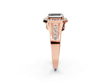 Rose gold Fancy Black Asscher Cut Diamond Halo Ring with Split Shank and Bezel Accents and Prong Setting_2