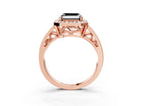Rose gold Fancy Black Asscher Cut Diamond Halo Ring with Split Shank and Bezel Accents and Prong Setting_3