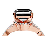 Rose gold Fancy Black Asscher Cut Diamond  Halo Twist Band Solitaire Prong Setting Ring_46