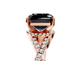 Rose gold Fancy Black Asscher Cut Diamond  Halo Twist Band Solitaire Prong Setting Ring_47