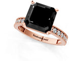 Rose gold Fancy Black Asscher Cut Diamond Milgrain Pavé Engagement Ring with Four-Prong Setting_1