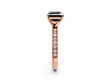 Rose gold Fancy Black Asscher Cut Diamond Milgrain Pavé Engagement Ring with Four-Prong Setting_2