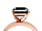 Rose gold Fancy Black Asscher Cut Diamond Milgrain Pavé Engagement Ring with Four-Prong Setting_4