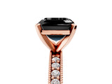 Rose gold Fancy Black Asscher Cut Diamond Milgrain Pavé Engagement Ring with Four-Prong Setting_5