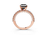 Rose gold Fancy Black Asscher Cut Diamond Pavé Band Solitaire Ring with Four-Prong Setting_3