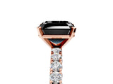 Rose gold Fancy Black Asscher Cut Diamond Pavé Band Solitaire Ring with Four-Prong Setting_5