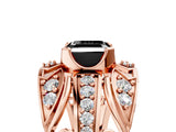 Rose gold Fancy Black Asscher Cut Diamond Pave Art Deco Split Shank Ring with Four-Prong Setting_5
