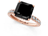 Rose gold Fancy Black Asscher Cut Diamond Pave Band Solitaire Ring with Four-Prong Setting_13