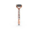 Rose gold Fancy Black Asscher Cut Diamond Pave Band Solitaire Ring with Four-Prong Setting_14