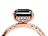 Rose gold Fancy Black Asscher Cut Diamond Pave Band Solitaire Ring with Four-Prong Setting_16