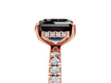 Rose gold Fancy Black Asscher Cut Diamond Pave Band Solitaire Ring with Four-Prong Setting_17