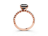 Rose gold Fancy Black Asscher Cut Diamond Prong Set Engagement Ring with Pave Band_3