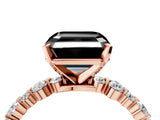 Rose gold Fancy Black Asscher Cut Diamond Prong Set Engagement Ring with Pave Band_4