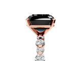 Rose gold Fancy Black Asscher Cut Diamond Prong Set Engagement Ring with Pave Band_5