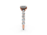 Rose gold Fancy Black Asscher Cut Diamond Prong Setting with Side Stones on a Pave Band_2