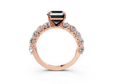 Rose gold Fancy Black Asscher Cut Diamond Prong Setting with Side Stones on a Pave Band_3