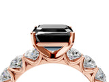 Rose gold Fancy Black Asscher Cut Diamond Prong Setting with Side Stones on a Pave Band_4