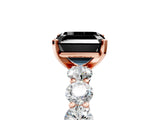 Rose gold Fancy Black Asscher Cut Diamond Prong Setting with Side Stones on a Pave Band_5