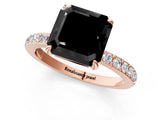 Rose gold Fancy Black Asscher Cut Diamond Ring with Pavé Band and Four-Prong Setting_1