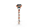 Rose gold Fancy Black Asscher Cut Diamond Ring with Pavé Band and Four-Prong Setting_2