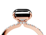 Rose gold Fancy Black Asscher Cut Diamond Ring with Pavé Band and Four-Prong Setting_4