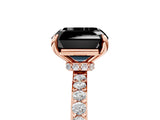 Rose gold Fancy Black Asscher Cut Diamond Ring with Pavé Band and Four-Prong Setting_5