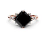 Rose gold Fancy Black Asscher Cut Diamond Ring with Side Stones and Four-Prong Setting_36