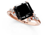Rose gold Fancy Black Asscher Cut Diamond Ring with Side Stones and Four-Prong Setting_37