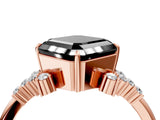 Rose gold Fancy Black Asscher Cut Diamond Ring with Side Stones and Four-Prong Setting_40