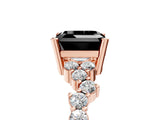 Rose gold Fancy Black Asscher Cut Diamond Scattered Round Accent Ring with Prong Setting_17