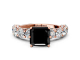Rose gold Fancy Black Asscher Cut Diamond Side Stone Engagement Ring with Four-Prong Setting_24