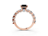 Rose gold Fancy Black Asscher Cut Diamond Side Stone Engagement Ring with Four-Prong Setting_27