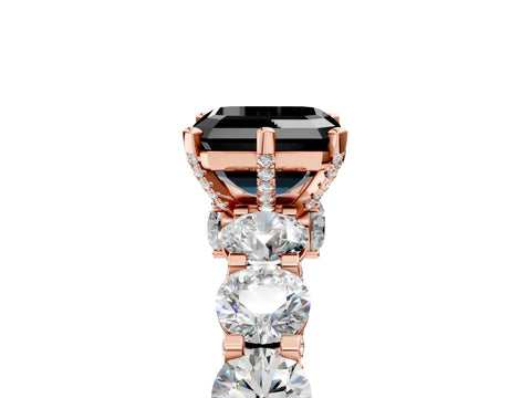 Rose gold Fancy Black Asscher Cut Diamond Side Stone Engagement Ring with Four-Prong Setting_29