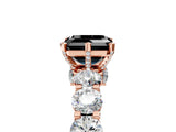 Rose gold Fancy Black Asscher Cut Diamond Side Stone Engagement Ring with Four-Prong Setting_30