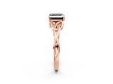 Rose gold Fancy Black Asscher Cut Diamond Solitaire Engagement Ring with Celtic Knot Band and Four-Prong Setting_2