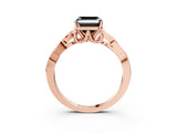 Rose gold Fancy Black Asscher Cut Diamond Solitaire Engagement Ring with Celtic Knot Band and Four-Prong Setting_3