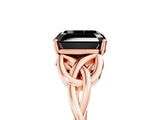 Rose gold Fancy Black Asscher Cut Diamond Solitaire Engagement Ring with Celtic Knot Band and Four-Prong Setting_5