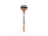 Rose gold Fancy Black Asscher Cut Diamond Solitaire Engagement Ring with Pavé Band and Prong Setting_2