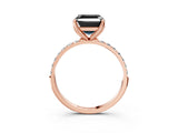 Rose gold Fancy Black Asscher Cut Diamond Solitaire Engagement Ring with Pavé Band and Prong Setting_3
