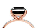 Rose gold Fancy Black Asscher Cut Diamond Solitaire Engagement Ring with Pavé Band and Prong Setting_4