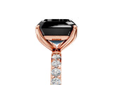 Rose gold Fancy Black Asscher Cut Diamond Solitaire Engagement Ring with Pavé Band and Prong Setting_5
