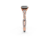 Rose gold Fancy Black Asscher Cut Diamond Solitaire Engagement Ring with Twisted Pavé Band and Four-Prong Setting_26