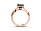 Rose gold Fancy Black Asscher Cut Diamond Solitaire Engagement Ring with Twisted Pavé Band and Four-Prong Setting_27